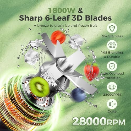 Blenders for Kitchen, Smoothie Blender, Professional Countertop Blender for Smoothies, 1800 Peak Watts, 68 Oz Large Capacity, for Ice Crush, Frozen... - Image 5