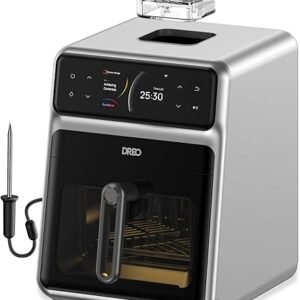 Dreo ChefMaker Combi Fryer, Cook like a pro with just the press of a button, Smart Air Fryer Cooker with Cook probe, Water Atomizer, 3 professional...