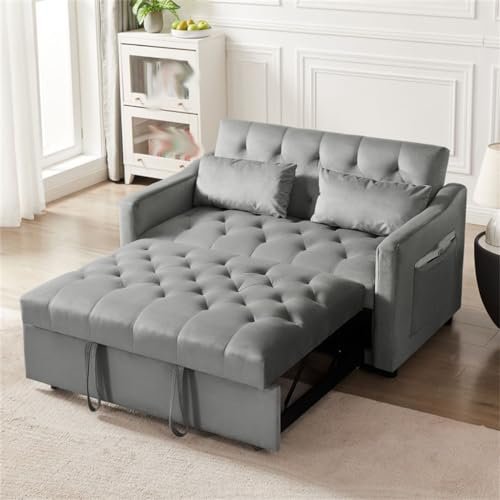 Grey Velvet Sofa Bed, Suitable for Living Rooms, Apartments, and Bedrooms - Image 2