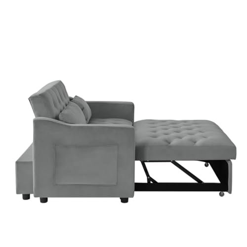 Grey Velvet Sofa Bed, Suitable for Living Rooms, Apartments, and Bedrooms - Image 5