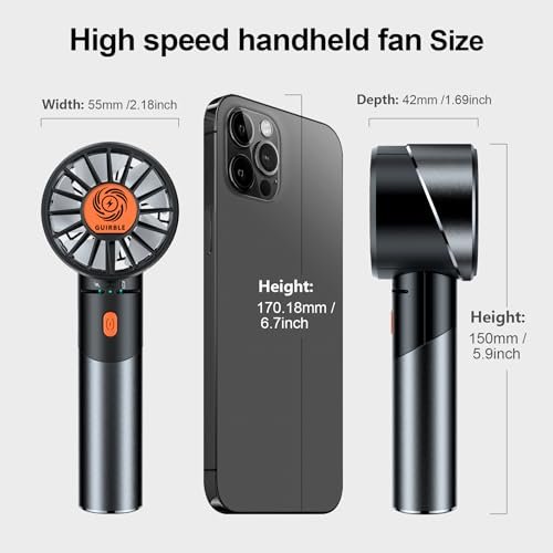 Handheld Fan,Portable Turbo Fan,Powerful Personal Fan(7000rpm High-Speed Motor,Battery Work 3-16 H),USB Rechargeable Mini Handheld Fan for... - Image 5