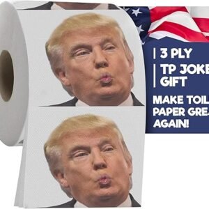 Trump Political Toilet Paper Roll by Gagster - 3 Ply Funny Novelty Gag TP with Full-Color Image - 200 Sheets Per Roll - Prank Gift for Adults -...