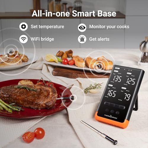 Wireless Bluetooth Smart Meat Thermometer: Standalone Base, WiFi Thermometer with Sub-1G, 6 Sensors NIST Certified Accuracy, 4 Probes, for Kitchen,... - Image 3