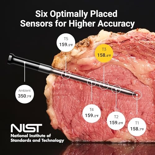 Wireless Bluetooth Smart Meat Thermometer: Standalone Base, WiFi Thermometer with Sub-1G, 6 Sensors NIST Certified Accuracy, 4 Probes, for Kitchen,... - Image 4