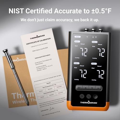 Wireless Bluetooth Smart Meat Thermometer: Standalone Base, WiFi Thermometer with Sub-1G, 6 Sensors NIST Certified Accuracy, 4 Probes, for Kitchen,... - Image 6