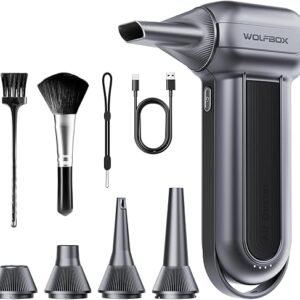 WOLFBOX MF100 Electric Air Duster-150000RPM Super Power Cordless Air Duster, Rechargeable Brushless Motor Durable Blower, 3-Gear Adjustable Dust...