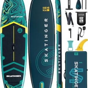 11'6×35" Super Wide Inflatable Paddle Board, Ultra Stable Stand Up Paddleboards for 450lb/3 People/Family/Big Size w/Shoulder Strap, 100L Backpack,...