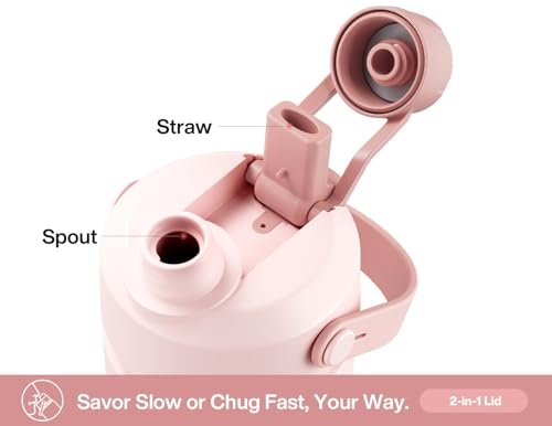 26 oz Insulated Water Bottle with 2-in-1 Straw and Spout Lid, Keep Cold 24H, Leak-Proof, Fits in Car Cup Holder, Stainless Steel Water Bottle for... - Image 3