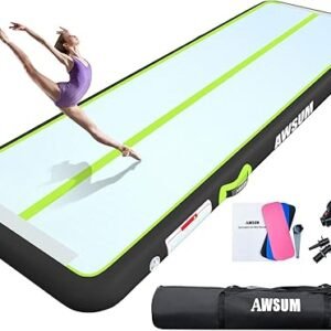 AWSUM Inflatable Air Gymnastics Mat 10ft/13ft/16ft/20ft/23ft Training mat 4/8 inches Thick tumbling mat with Electric Pump for Home/Gym/Outdoor