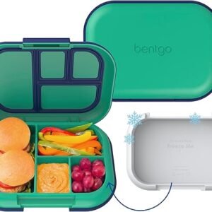 Bentgo Chill Kids Leak-Proof Lunch Box - 4-Compartment Bento Box with Built-In Ice Pack, 3.3 Cup Capacity, PFAS & BPA-Free, Microwave & Dishwasher...