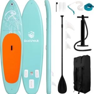 DAKUWAR Paddle Board 10'6''/10' Inflatable Stand Up Paddle Boards with SUP Accessories Ultra-Light Paddleboard Non-Slip Comfort Deck for Adults &...