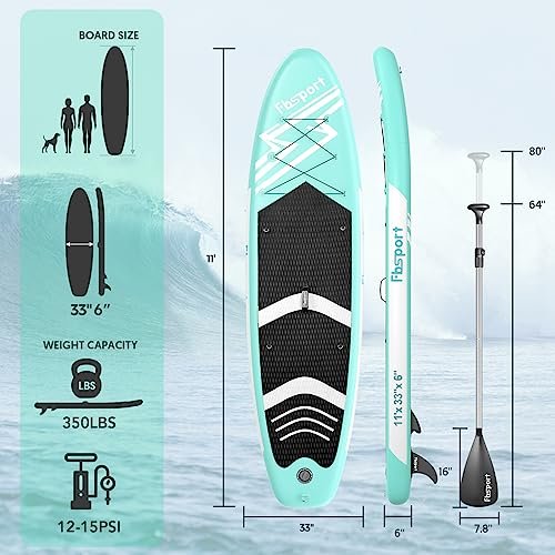 FBSPORT 11' Premium Stand Up Paddle Board, Yoga Board with Durable SUP Accessories & Carry Bag | Wide Stance, Surf Control, Non-Slip Deck, Leash,... - Image 2