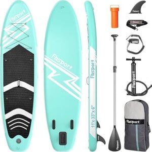 FBSPORT 11' Premium Stand Up Paddle Board, Yoga Board with Durable SUP Accessories & Carry Bag | Wide Stance, Surf Control, Non-Slip Deck, Leash,...