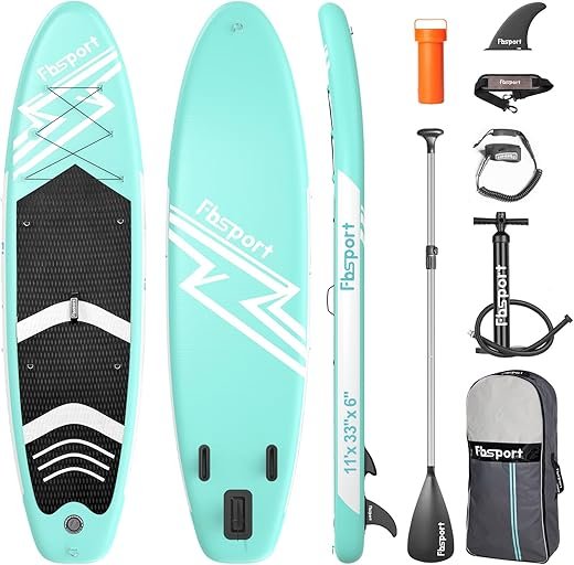FBSPORT 11' Premium Stand Up Paddle Board, Yoga Board with Durable SUP Accessories & Carry Bag | Wide Stance, Surf Control, Non-Slip Deck, Leash,...