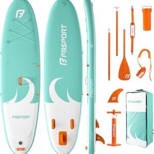 FBSPORT 11' Premium Stand Up Paddle Board, Yoga Board with SUP Accessories & Carry Bag | Wide Stance, Surf Control, Non-Slip Deck, Leash, Paddle...