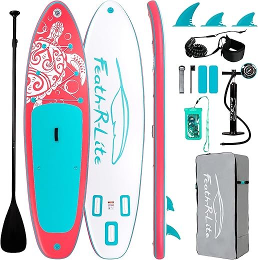 FEATH-R-LITE Inflatable Ultra-Light 10'×30''/10'6''×33'' Stand Up Paddle Board for All Skill Levels with Premium SUP Paddleboard...