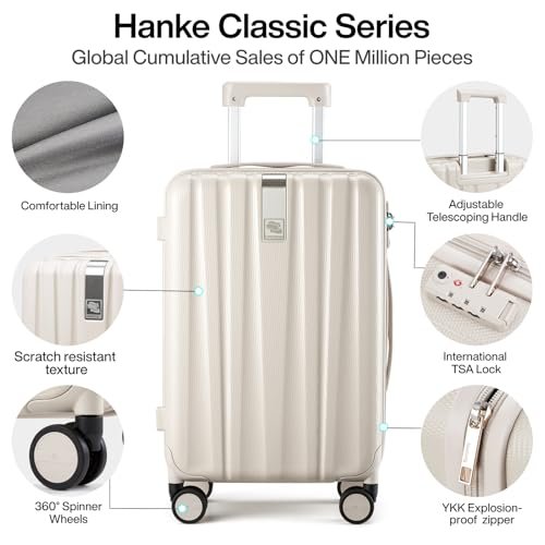 Hanke Luggage Sets 2 piece Carry On Luggage with Wheels PC Hard Shell Suitcases Lightweight Checked Travel Luggage Large Travel Suitcase Woman Men... - Image 3