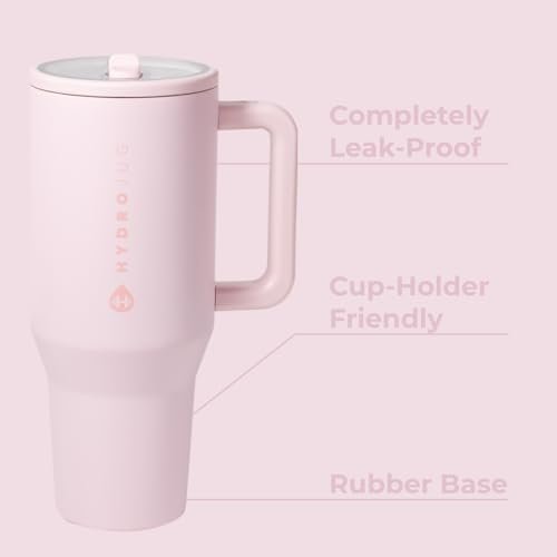 HydroJug Traveler - 40 oz Water Bottle with Handle & Flip Straw - Fits in Cup Holder, Leak Resistant Tumbler-Reusable Insulated Stainless Steel &... - Image 2