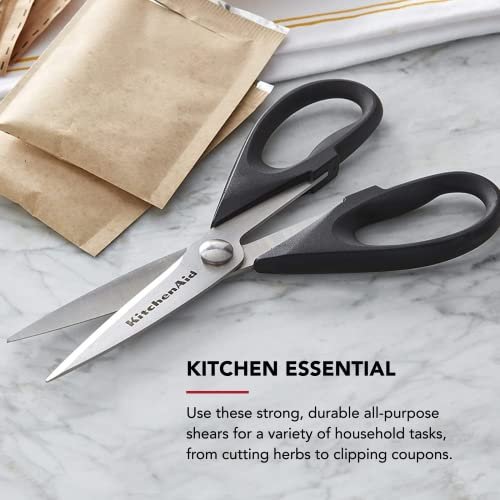 KitchenAid All Purpose Kitchen Shears with Protective Sheath Durable Stainless Steel Scissors, Dishwasher Safe, Soft Grip Comfort Handle, 8.72... - Image 4