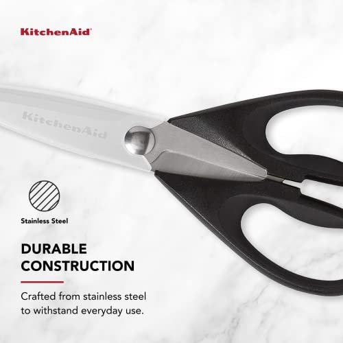 KitchenAid All Purpose Kitchen Shears with Protective Sheath Durable Stainless Steel Scissors, Dishwasher Safe, Soft Grip Comfort Handle, 8.72... - Image 5