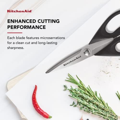 KitchenAid All Purpose Kitchen Shears with Protective Sheath Durable Stainless Steel Scissors, Dishwasher Safe, Soft Grip Comfort Handle, 8.72... - Image 6