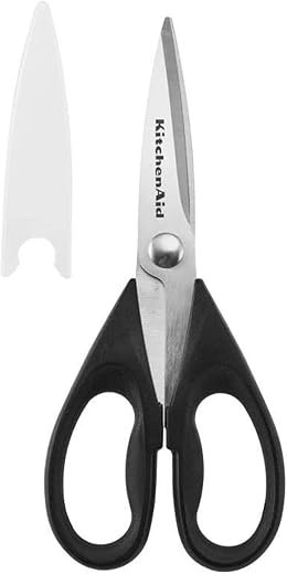 KitchenAid All Purpose Kitchen Shears with Protective Sheath Durable Stainless Steel Scissors, Dishwasher Safe, Soft Grip Comfort Handle, 8.72...