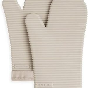 KitchenAid Ribbed Soft Silicone Oven Mitt Set, 7"x13", Milkshake 2 Count