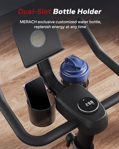 MERACH Exercise Bike, Brake Pad Stationary Bike with Exclusive App, Low Noise Indoor Cycling Bike with 300lbs Weight Capacity, Tablet Mount and... - Image 5