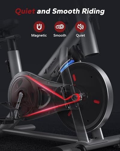 MERACH Exercise Bike, Brake Pad Stationary Bike with Exclusive App, Low Noise Indoor Cycling Bike with 300lbs Weight Capacity, Tablet Mount and... - Image 4
