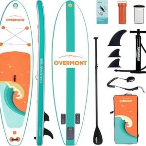 Overmont Inflatable Stand Up Paddle Board with Premium SUP Accessories, 10’6’’ Wide Durable Design, Non-Slip Stable Deck for Youth & Adults of All...