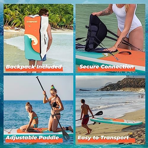 Overmont Inflatable Stand Up Paddle Board with Premium SUP Accessories, 10’6’’ Wide Durable Design, Non-Slip Stable Deck for Youth & Adults of All... - Image 2