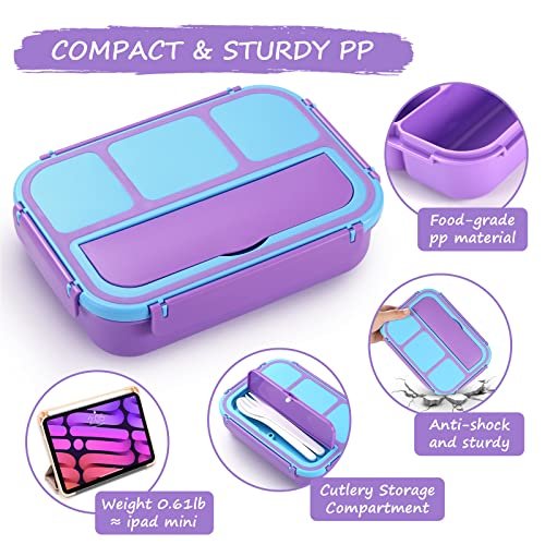 QQKO Bento Lunch Box for Kids Girls Boys, Toddler Kids Lunch Boxes for School, Lunch Containers for Adults with 4 Compartments, Sauce Container,... - Image 4