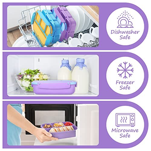 QQKO Bento Lunch Box for Kids Girls Boys, Toddler Kids Lunch Boxes for School, Lunch Containers for Adults with 4 Compartments, Sauce Container,... - Image 6