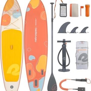 Retrospec Weekender Inflatable Stand Up Paddle Board Includes Paddle, Pump, and Accessories 10’6” Lightweight iSUP, Puncture Resistant Inflatable...