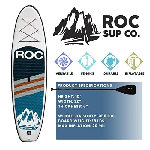 Roc Inflatable Stand Up Paddle Boards with Premium SUP Paddle Board Accessories, Wide Stable Design, Non-Slip Comfort Deck for Youth & Adults - Image 5
