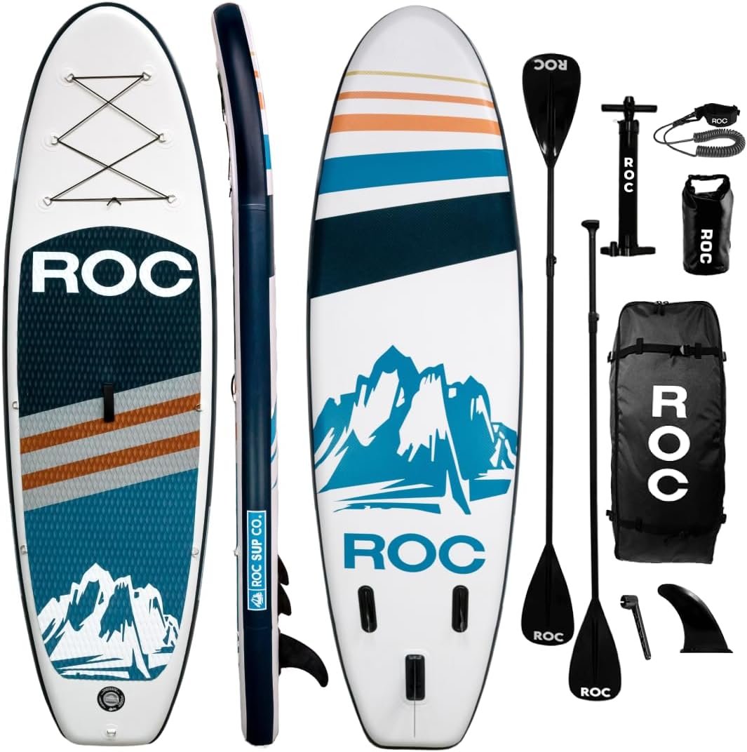 Roc Inflatable Stand Up Paddle Boards with Premium SUP Paddle Board Accessories, Wide Stable Design, Non-Slip Comfort Deck for Youth & Adults