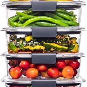 Rubbermaid Brilliance Food Storage Containers BPA Free Airtight Lids Ideal for Lunch Meal Prep & Leftovers Set of 5 (3.2 Cup)