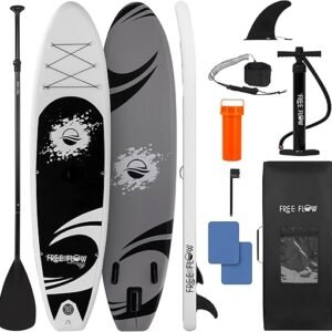 SereneLife Inflatable Stand Up Paddle Board with Premium SUP Accessories – Wide Stable Design with Non-Slip EVA Deck Pad for Adults and Youth of...
