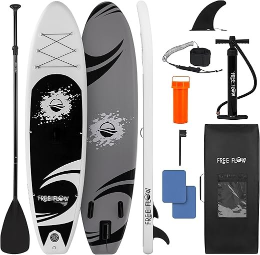 SereneLife Inflatable Stand Up Paddle Board with Premium SUP Accessories – Wide Stable Design with Non-Slip EVA Deck Pad for Adults and Youth of...