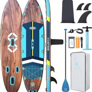 ZLX 11'6" Extra Wide Inflatable Stand Up Paddle Board SUP, Stable Non-Slip Deck Pad, Unique Fin System and Premium iSUP Accessories - Portable...