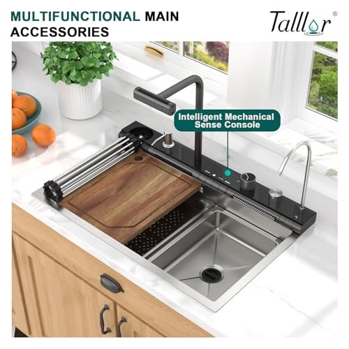 30 Inch Luxury Waterfall Kitchen Sink - Multifunctional Workstation Topmount Smart Kitchen Sink with Digital Display 16 Gauge Stainless Steel... - Image 2