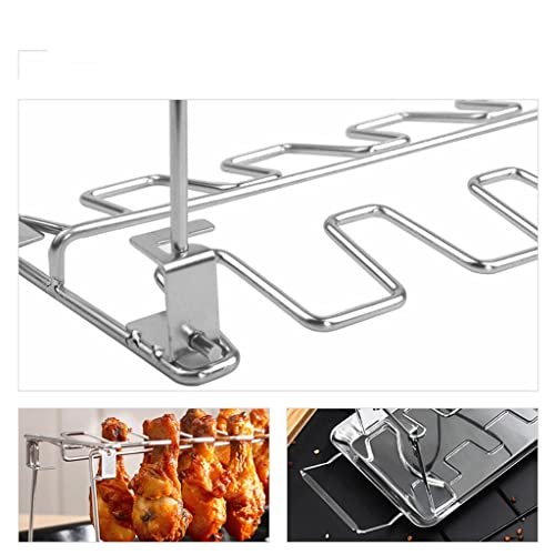 BBQ Grill Rack 14 Slots Stainless Steel Barbecue Drumsticks Holder Oven Roaster Stand with Drip Pan Tools(D) - Image 4