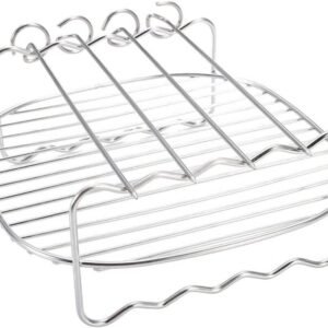 BBQ Rack Skewer Barbecue Grill Baking Tray Rack for Air Fryer Double-Deck Home Replacement Barbecue