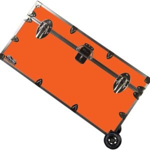 C&N Footlockers - Large Undergrad Storage Trunk w/Wheels - Made in the USA - Only STEEL Footlocker on Amazon - Durable Chest with Lid Stay - 32 x...