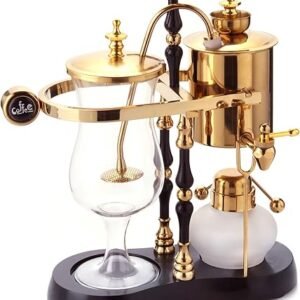 Diguo Belgian/Belgium Family Balance Siphon/Syphon Coffee Maker, Elegant Double Ridged Fulcrum with Tee Handle (Egyptian Black & Gold)