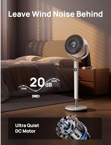 Dreo Smart Fan for Bedroom, 120° +120° Omni-Directional Oscillating Fans, 90ft Quiet Pedestal Fan with RGB Light, 9 Speeds, 6 Modes, 20dB, 8H... - Image 4