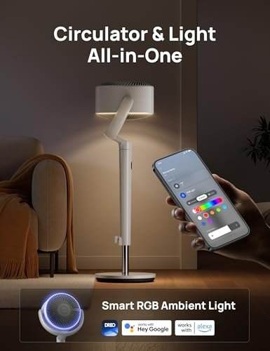 Dreo Smart Fan for Bedroom, 120° +120° Omni-Directional Oscillating Fans, 90ft Quiet Pedestal Fan with RGB Light, 9 Speeds, 6 Modes, 20dB, 8H... - Image 5