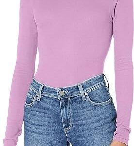 Enza Costa Women’s Stretch Silk Rib Fitted Long Sleeve Crew Neck Top