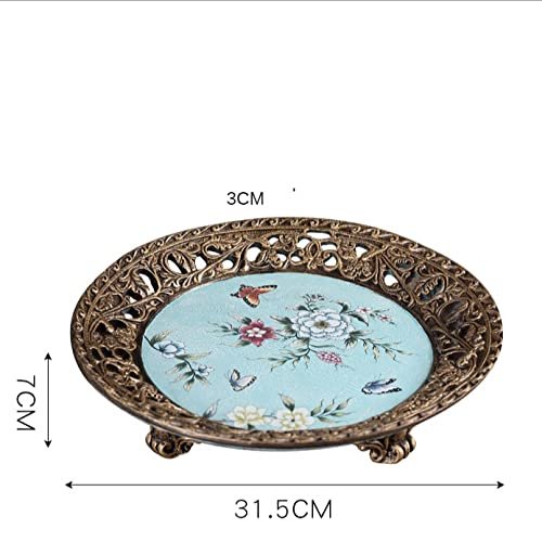 FMURY Large Fruit Tray Living Room Light Luxury Snack Tray Resin Storage Dried Fruit Tray - Image 2