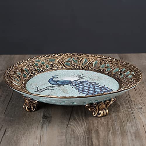 FMURY Large Fruit Tray Living Room Light Luxury Snack Tray Resin Storage Dried Fruit Tray - Image 5